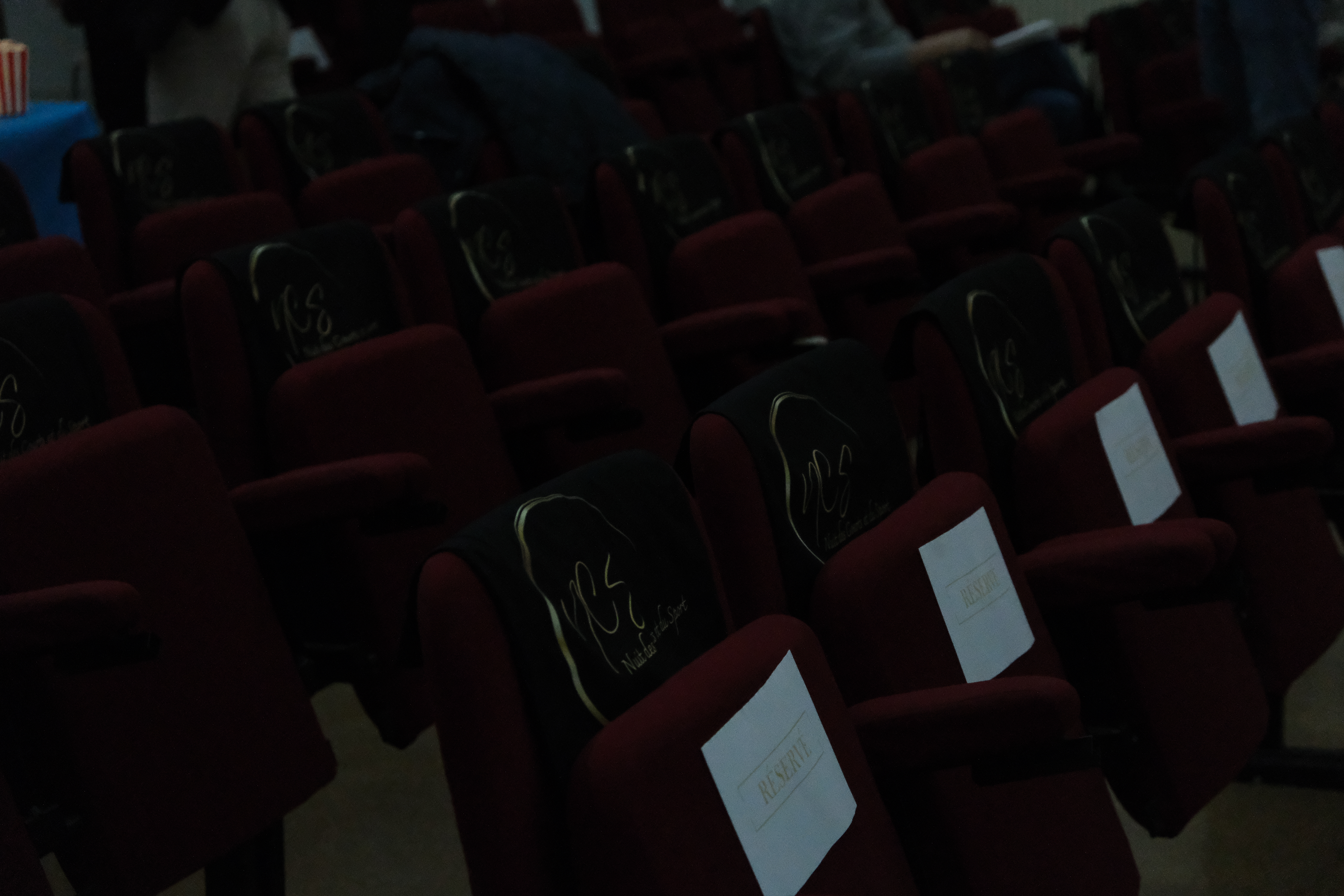 Public attentif lors de la projection de courts-métrages sportifs